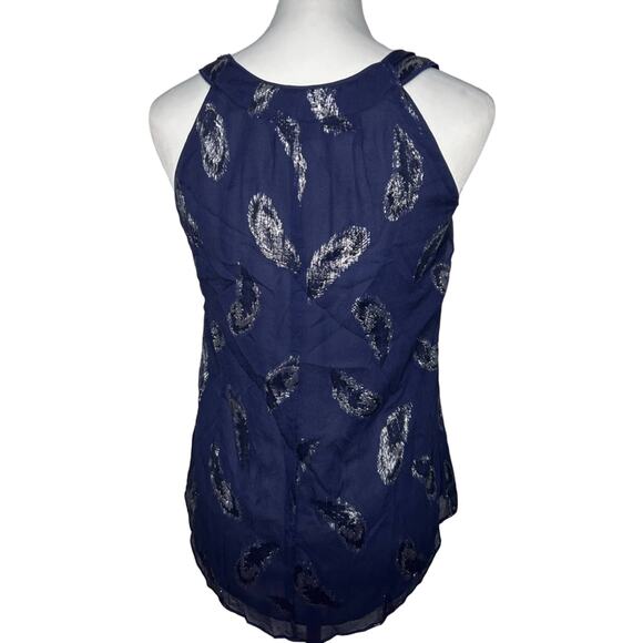 White House Black market sleeveless top navy blue and silver extra small - Picture 3 of 3